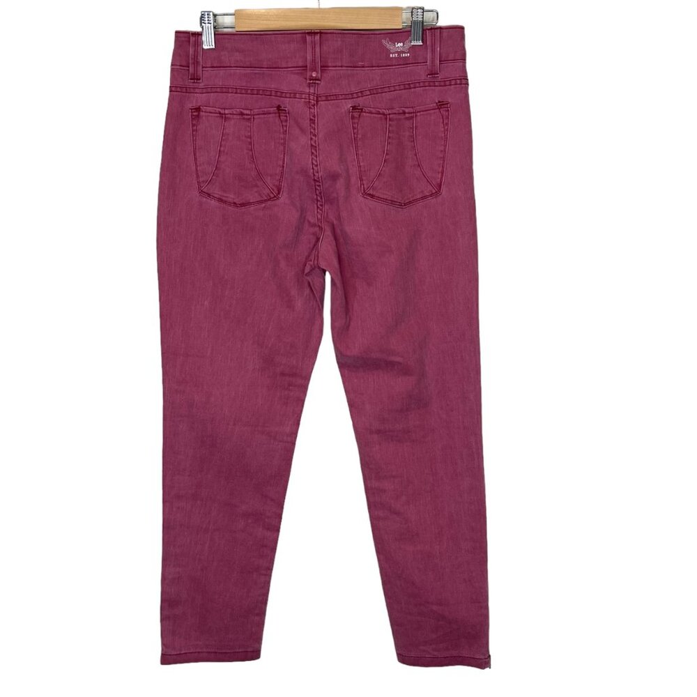 Lee Shapetastic Hidden Hold Magenta Skinny Leg Zipper Ankle Jeans Women's Size M - Picture 2 of 9